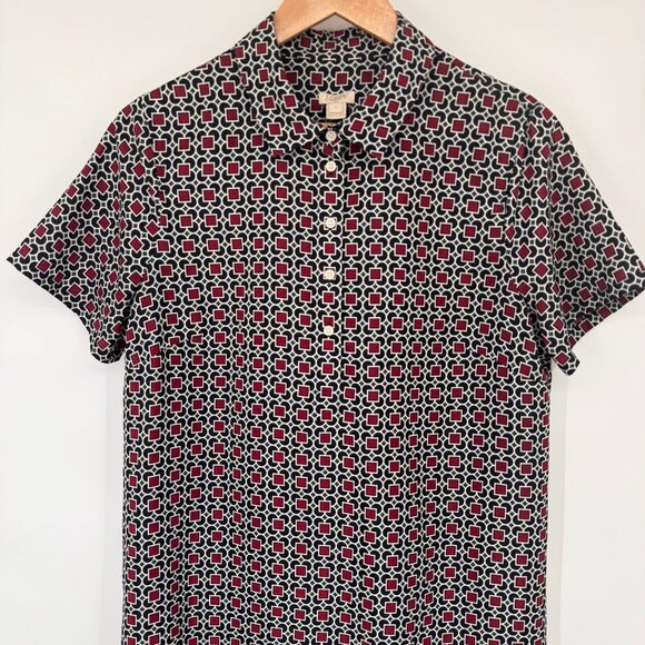 J.Crew Womens Short-Sleeve Button-Down Shirt dress Geometric Print  Size 12 - Picture 5 of 12